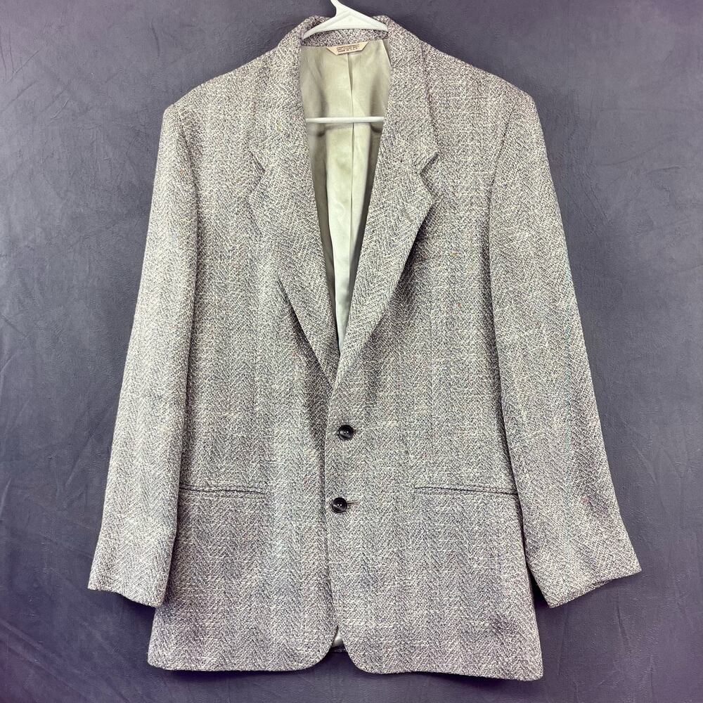 Vintage Mervyns TJW Blazer Men 40R Shiny Jacquard Grandpacore Streetwear Cottage